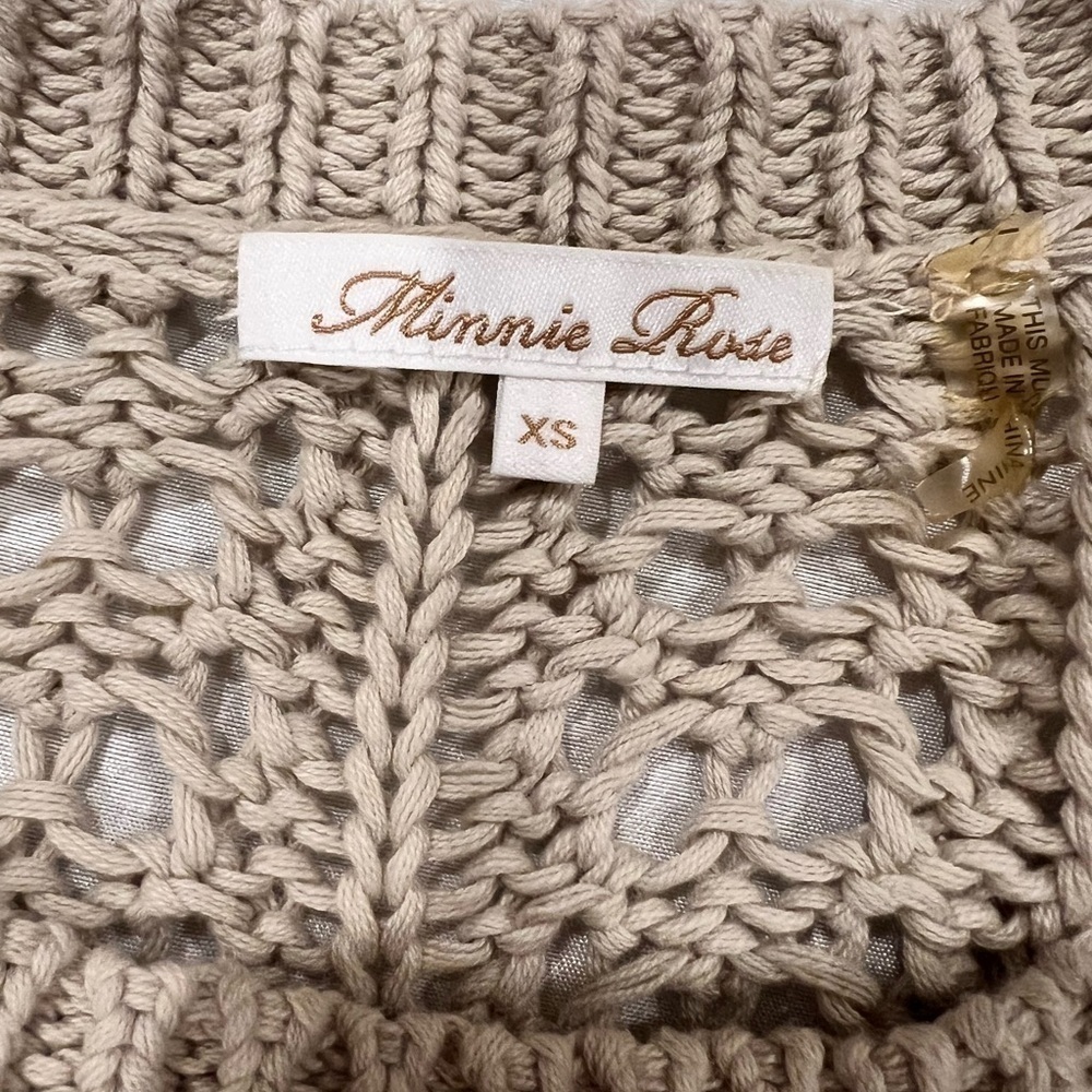 MINNIE ROSE Women's Beige Knit Sweater SIZE XS - Picture 9 of 14